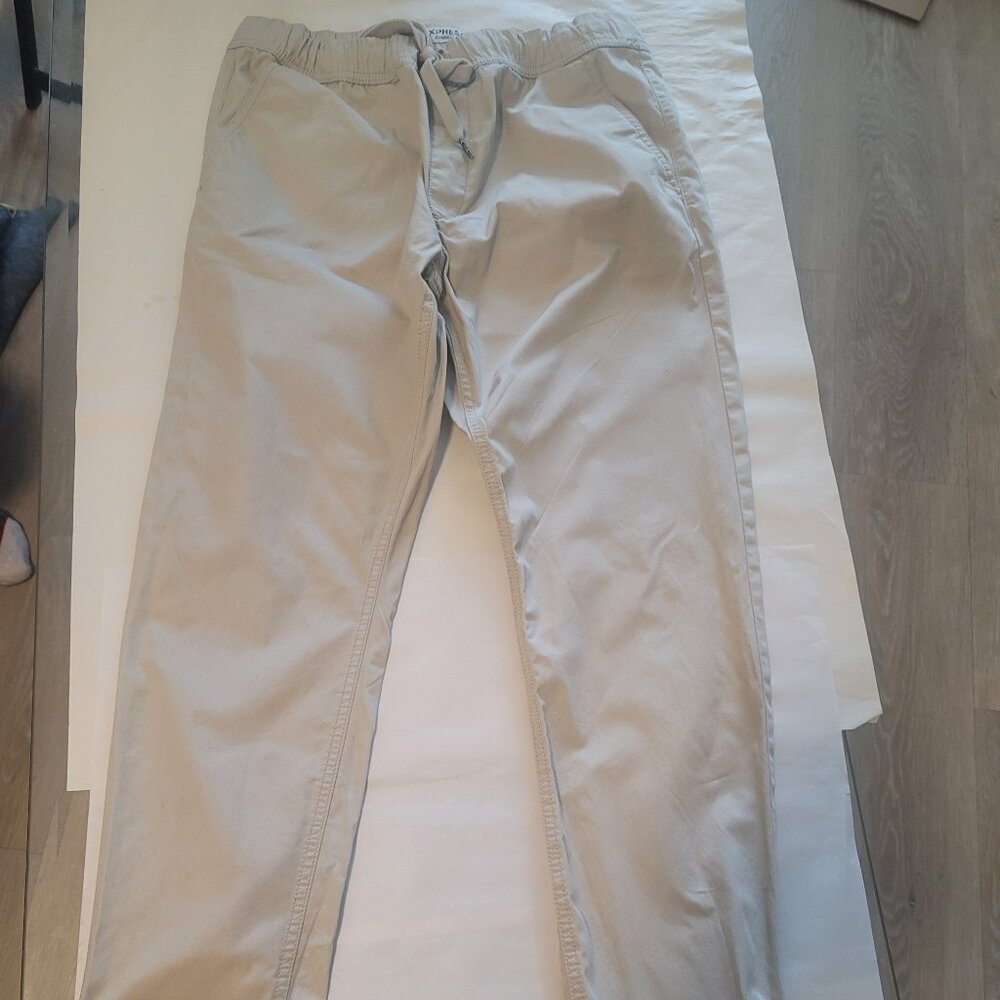 Express Tan Joggers Size 30x28 Drawstring Tie Front and Back Pockets